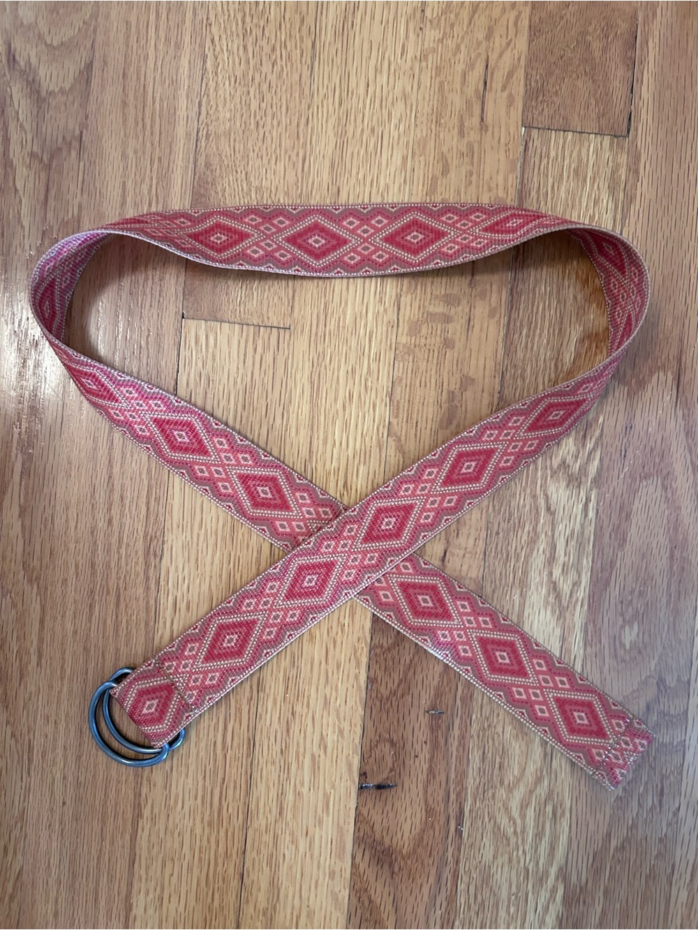 Prana Woven Diamond Pattern D-Ring Belt - Orange